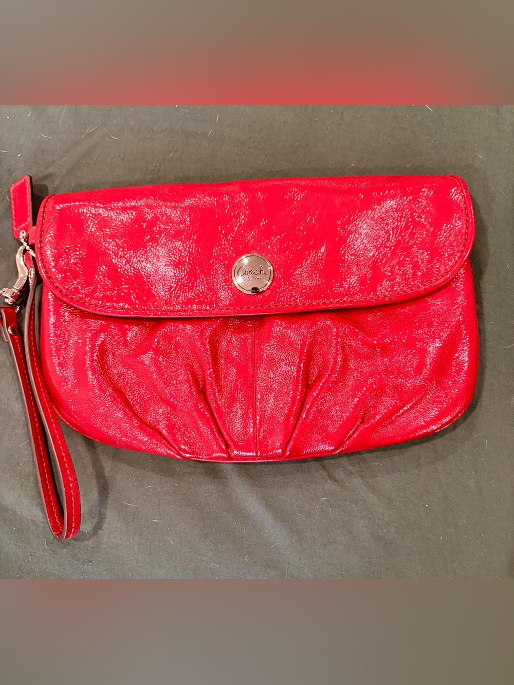 Coach Cherry Red Patent Leather Clutch/Wristlet